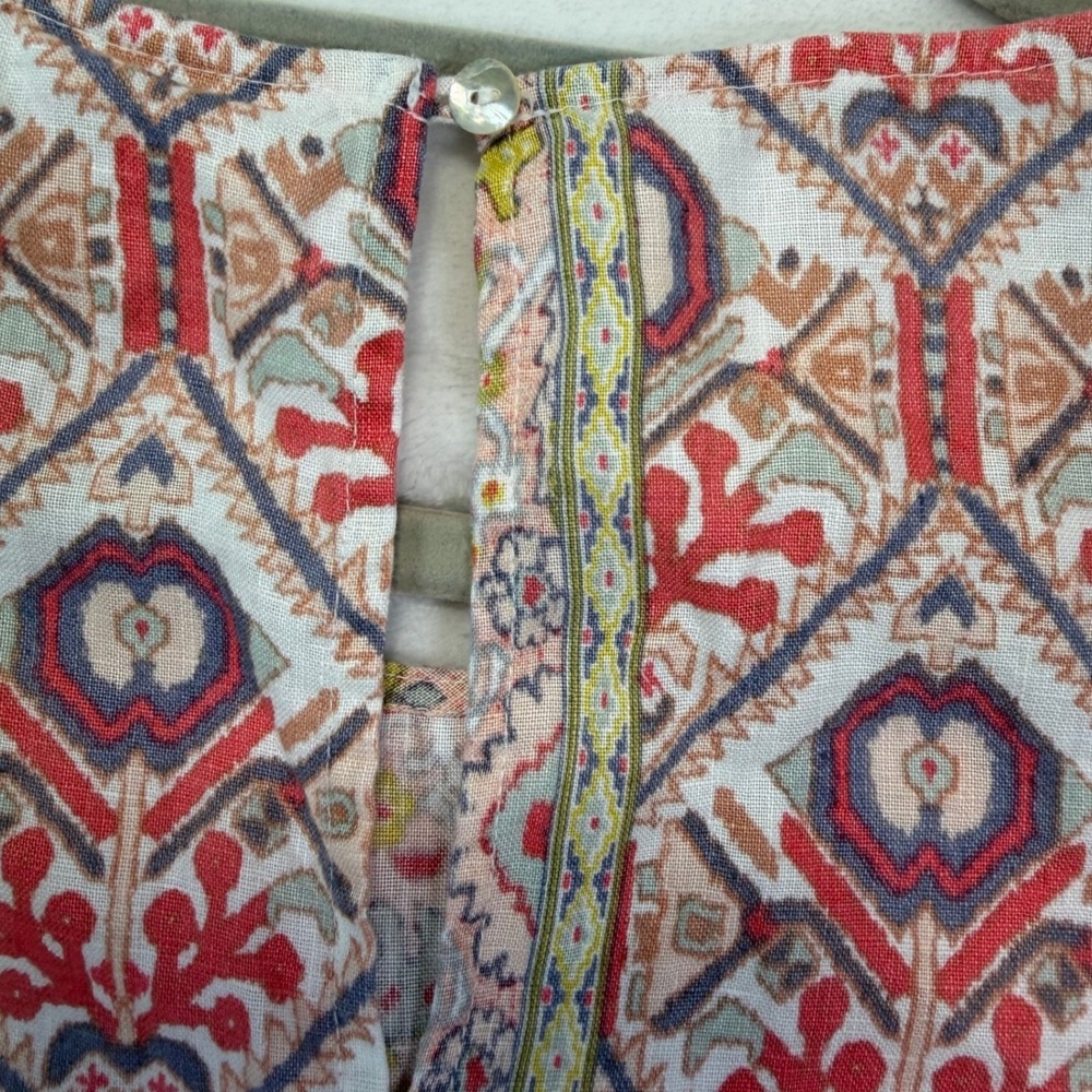 Rachel Zoe Pink‎ 100% Linen Medallion Paisley Sleeveless Shift Dress S Boho - Picture 6 of 6